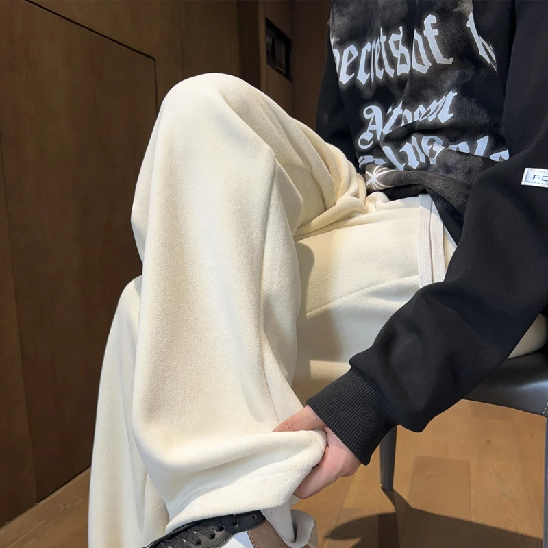 奥粒绒运动裤女秋冬宽松直筒高腰显瘦窄版阔腿纯色加厚拖地长卫裤