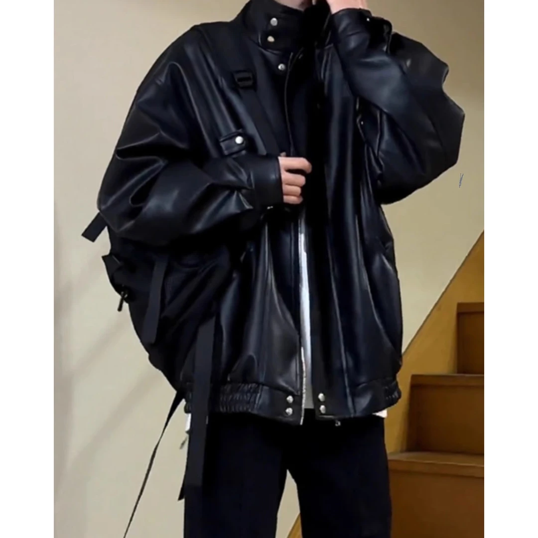 黑色短款皮衣外套男士春秋季高级感痞帅美式复古飞行员机车服夹克