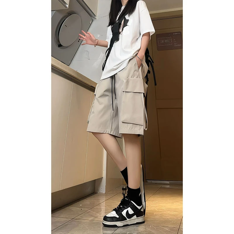 工装短裤女夏季薄款宽松直筒美式机能风大码潮牌百搭五分休闲中裤