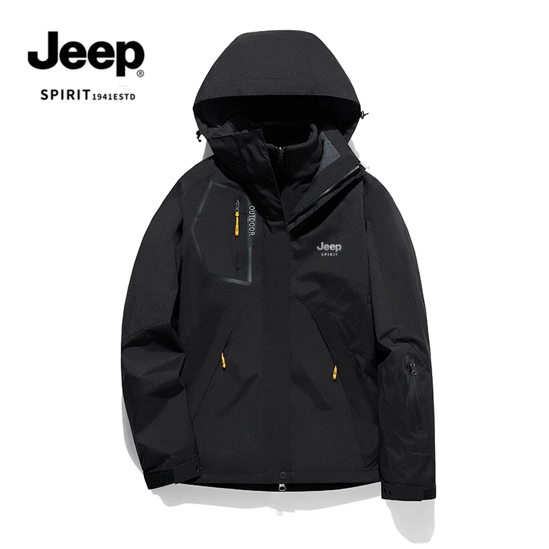 JEEP吉普户外冲锋衣男女款可拆卸三合一登山衣服西藏运动团队外套