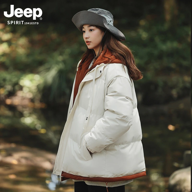 JEEPspirit棉服男女冬装棉袄24新款情侣学生假两件面包服棉衣外套