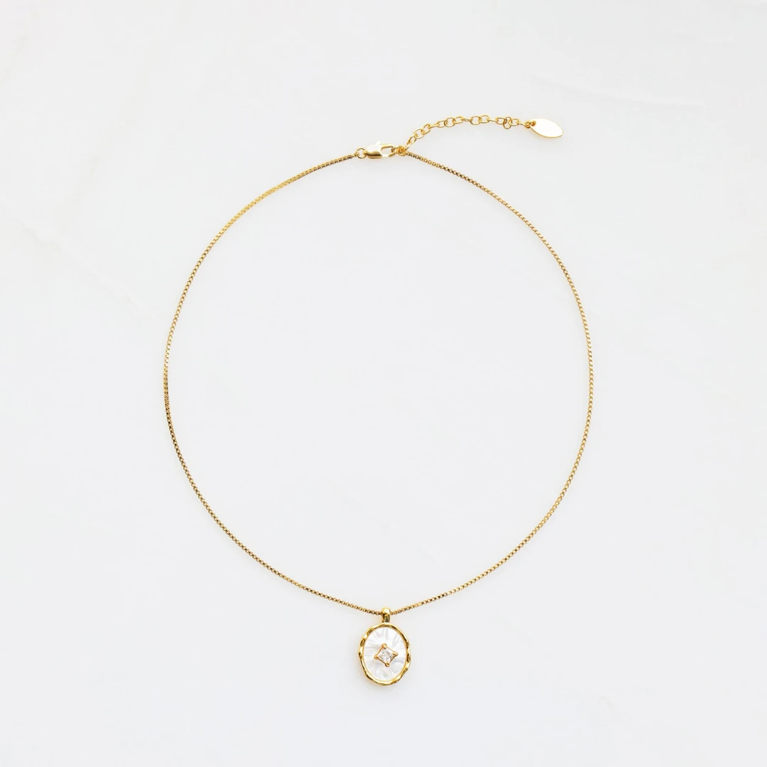 铜仿珍珠项链 【罗马许愿池】铜镀金 珍珠母贝锁骨项链