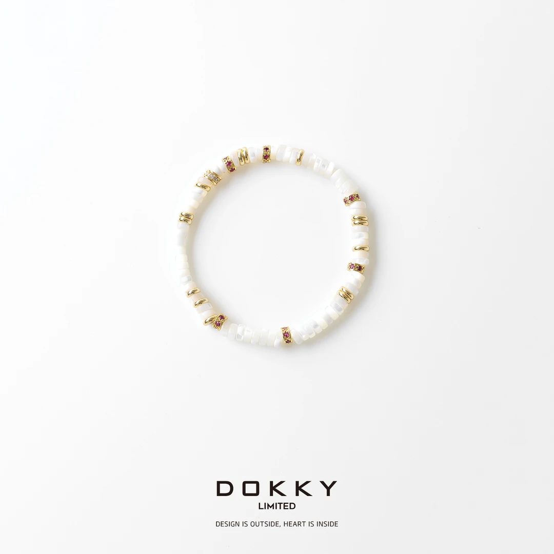 合金贝壳手链 【不染】DOKKY天然白蝶贝.多宝金钻|药片手串手链