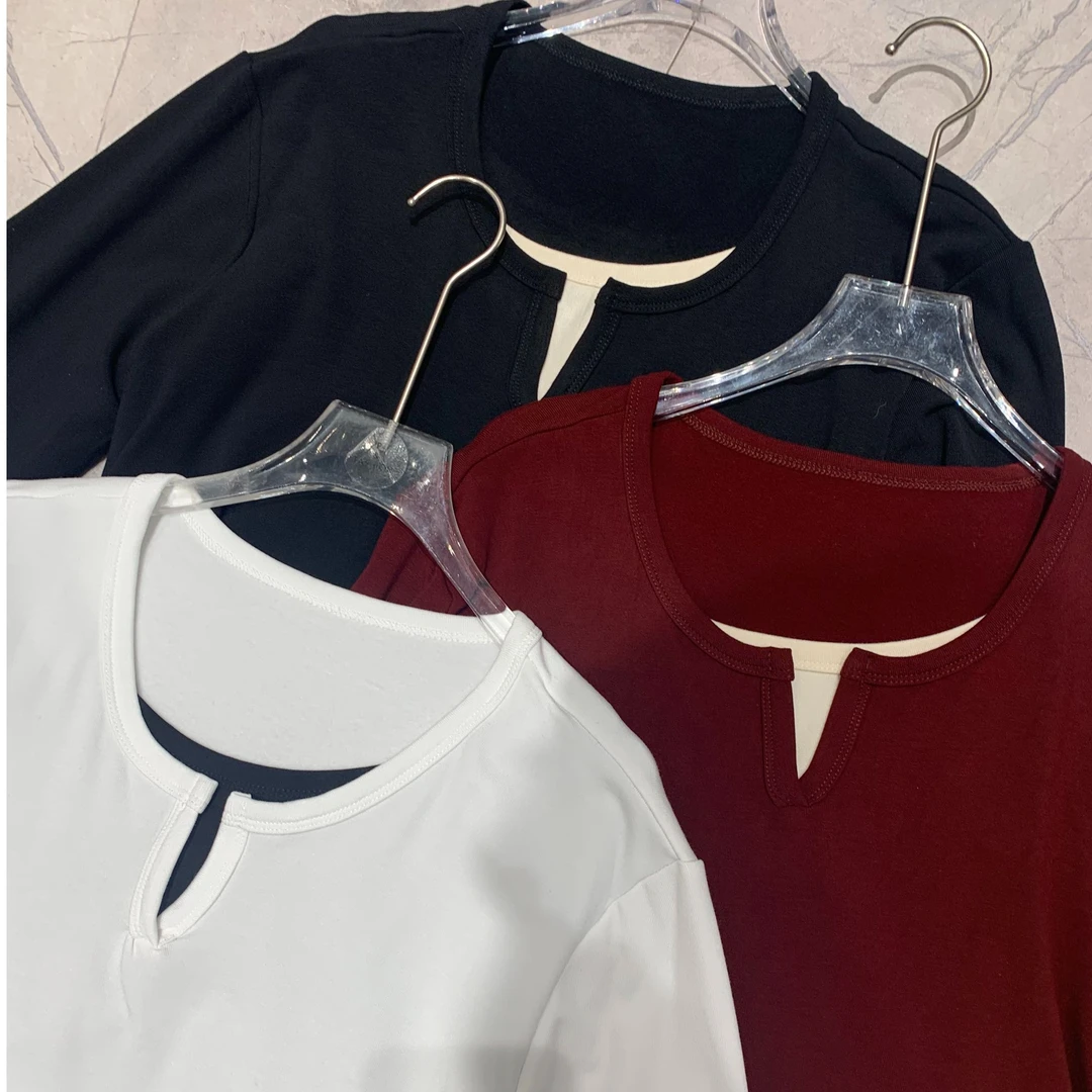 潮九九大码女装070假两件长袖时尚修身圆领休闲宽松纯色ins显瘦