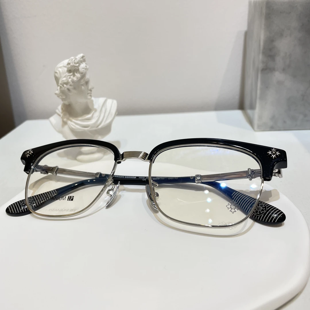超轻纯钛黑框斯文半框男眼镜架潮流网红近视眼镜框可配度数镜片