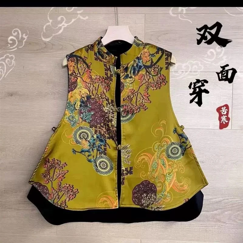 2024新款秋冬马夹女士新中式国风马甲两面穿百搭双面复古民族风