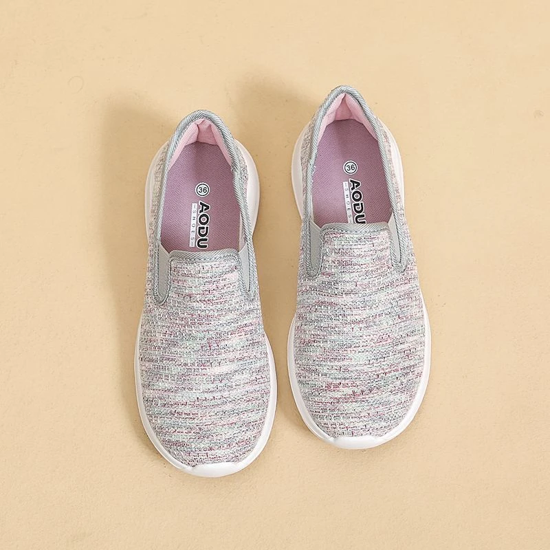 轻便透气一脚蹬女士鞋子女秋季透气运动女鞋2024年新款休闲厚底鞋