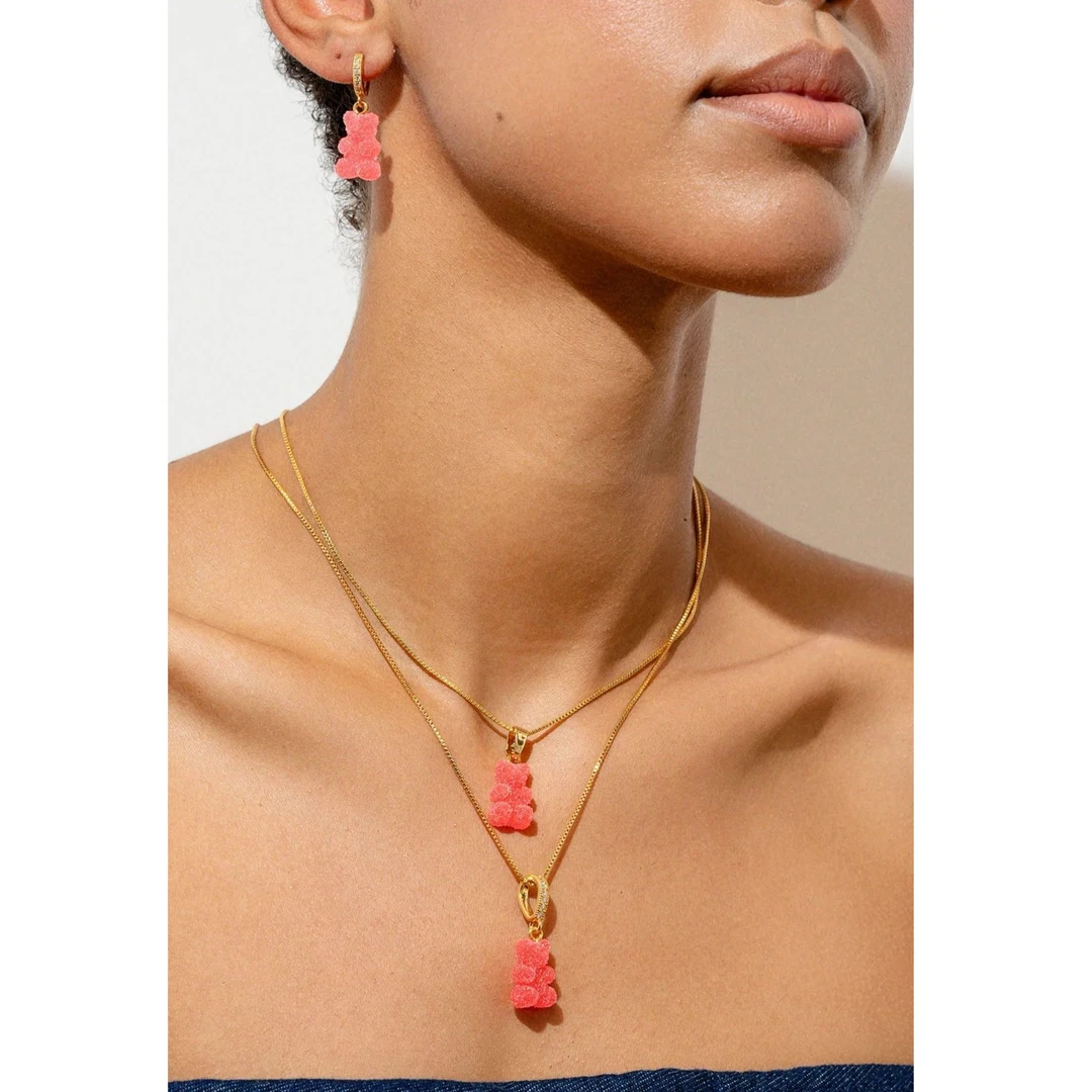 铜合金树脂耳饰 【CH】挪威怀旧熊系列 浮华熊吊坠素金扣