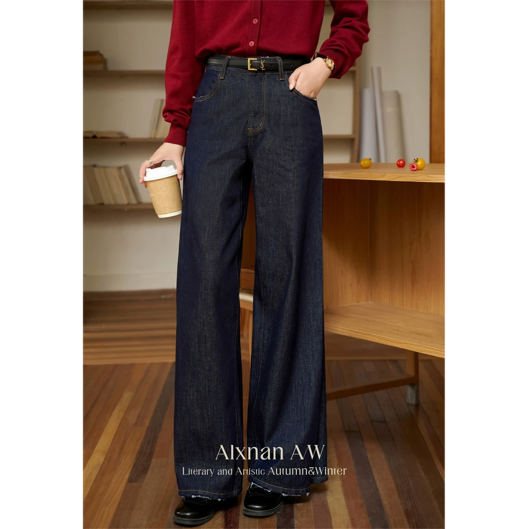 鹿向南「影像诗」复古宽松阔腿牛仔裤年新款女高腰秋季裤子L39858