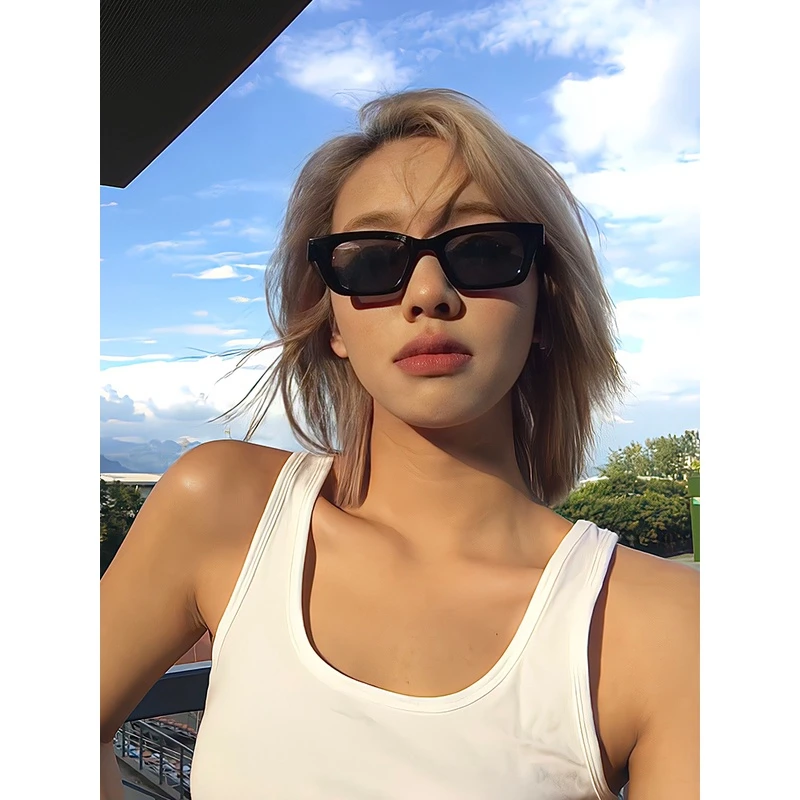jennie同款美式复古小方框墨镜女款GM高级感复古猫眼潮酷太阳眼镜