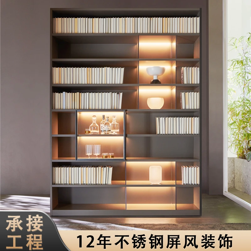 不锈钢金属钢板柜亚克力发光背板展示柜装饰柜嵌入式电视壁龛定制