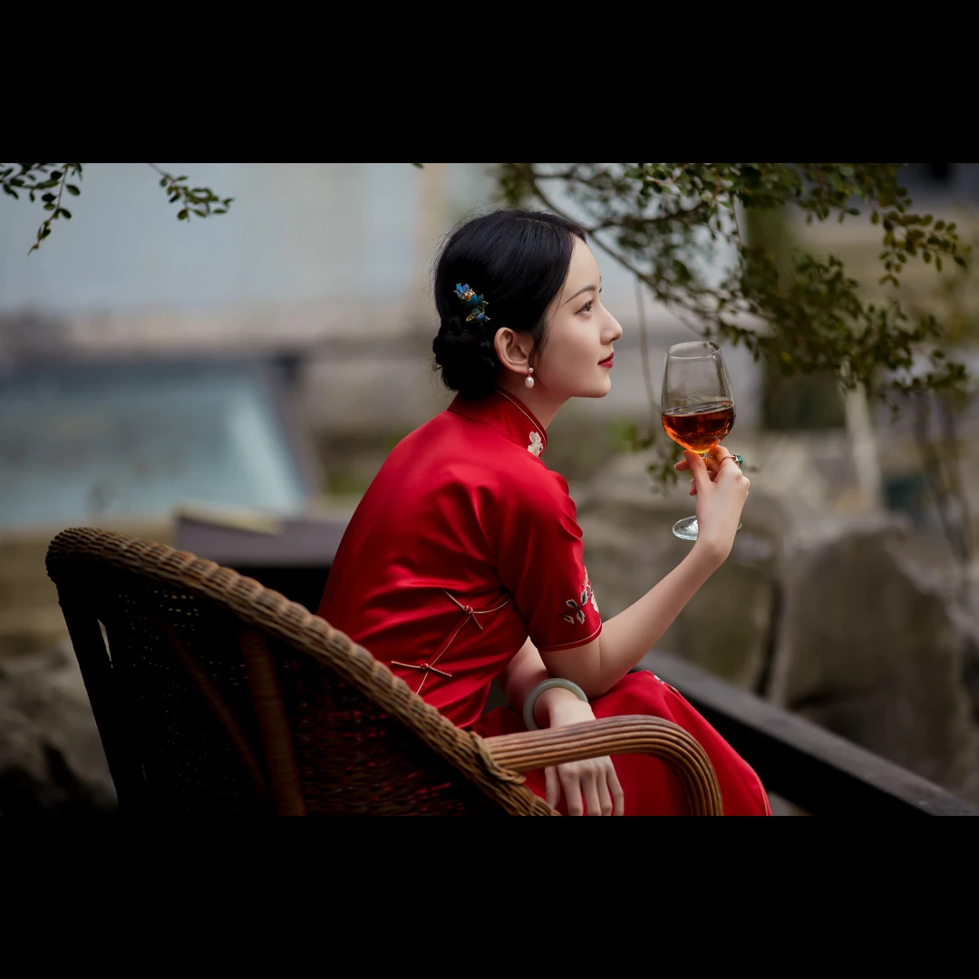 红颜如醉丨丨绣花民国风红色旗袍裙新娘敬酒礼服中式