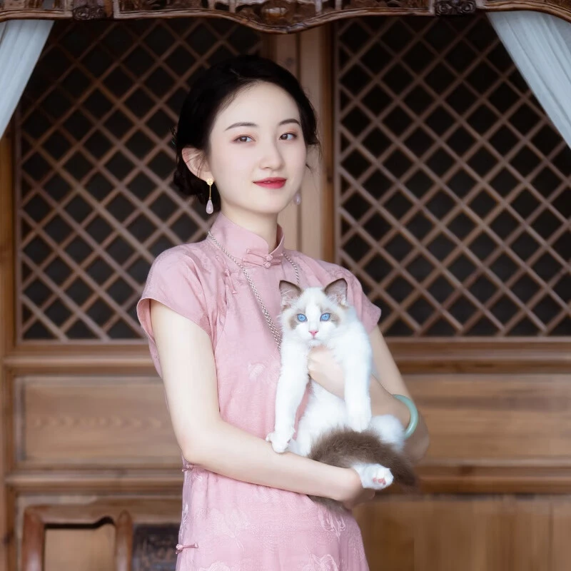 粉黛丨一城风絮春夏新款改良小个子日常年轻款气质新中式粉色旗袍