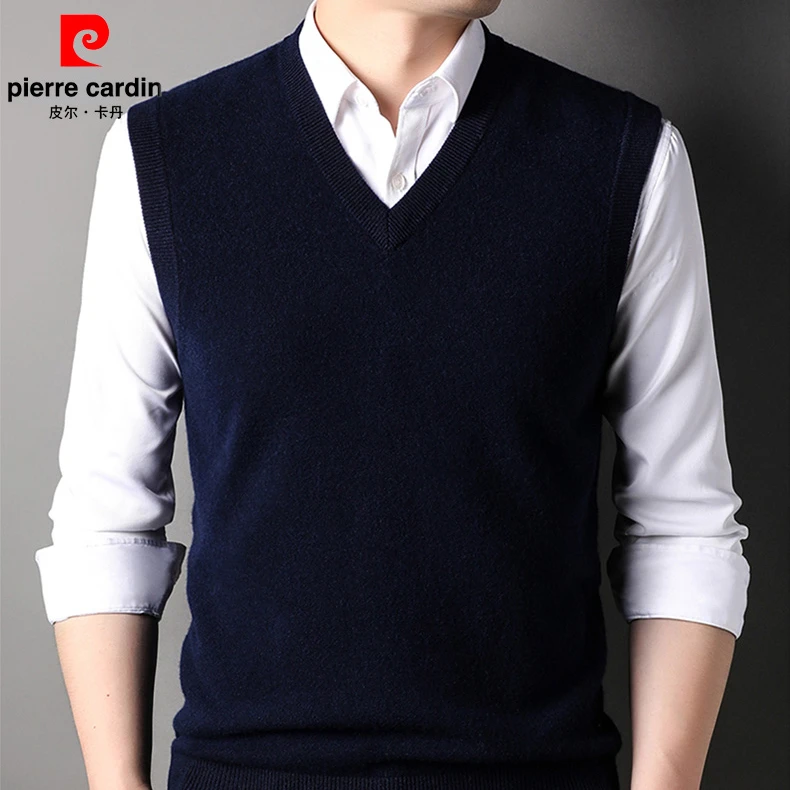 皮尔卡丹皮尔卡丹男士美丽诺羊毛马甲春秋冬可穿