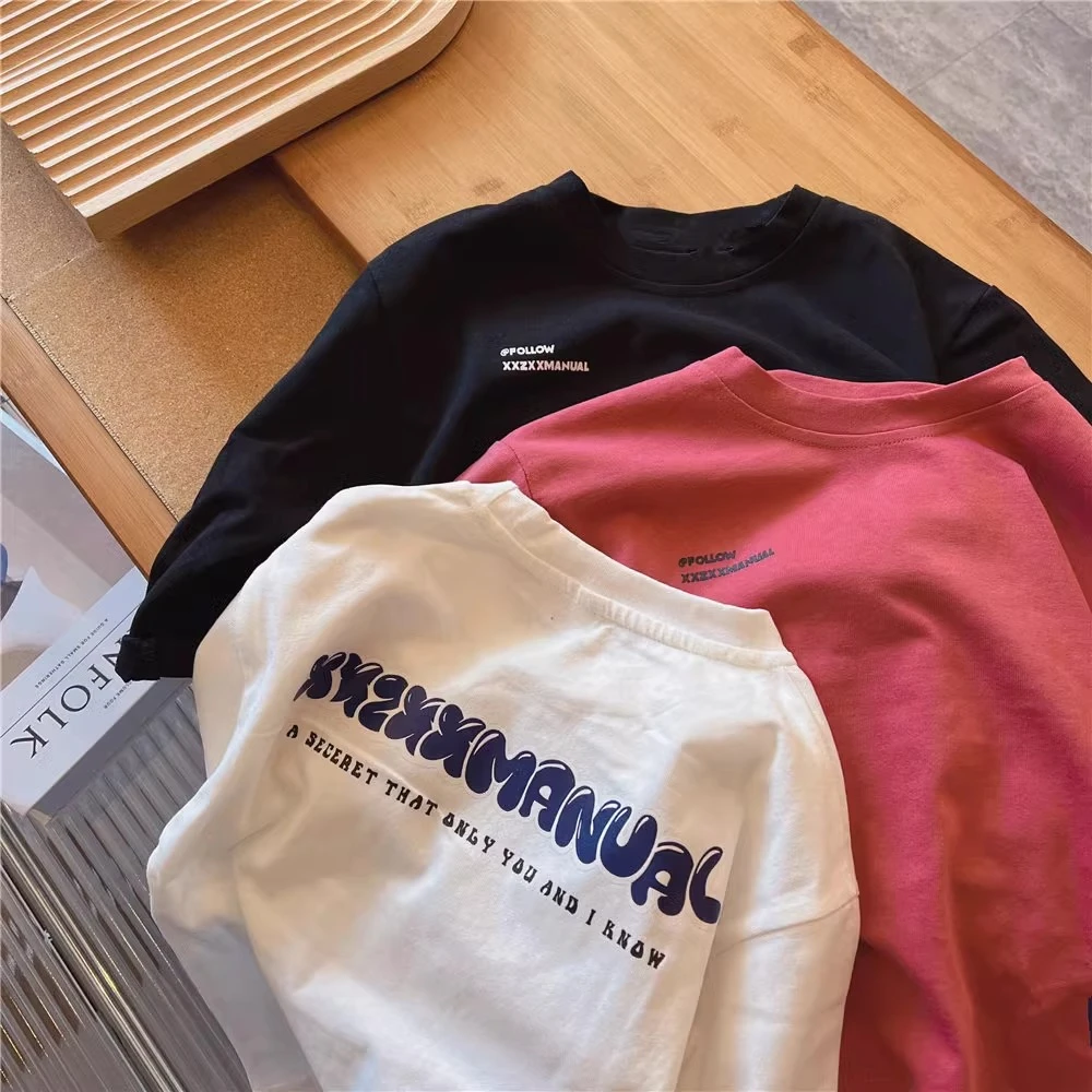 儿童春秋装2024新款男女童长袖T恤韩版宝宝圆领字母打底衫上衣潮