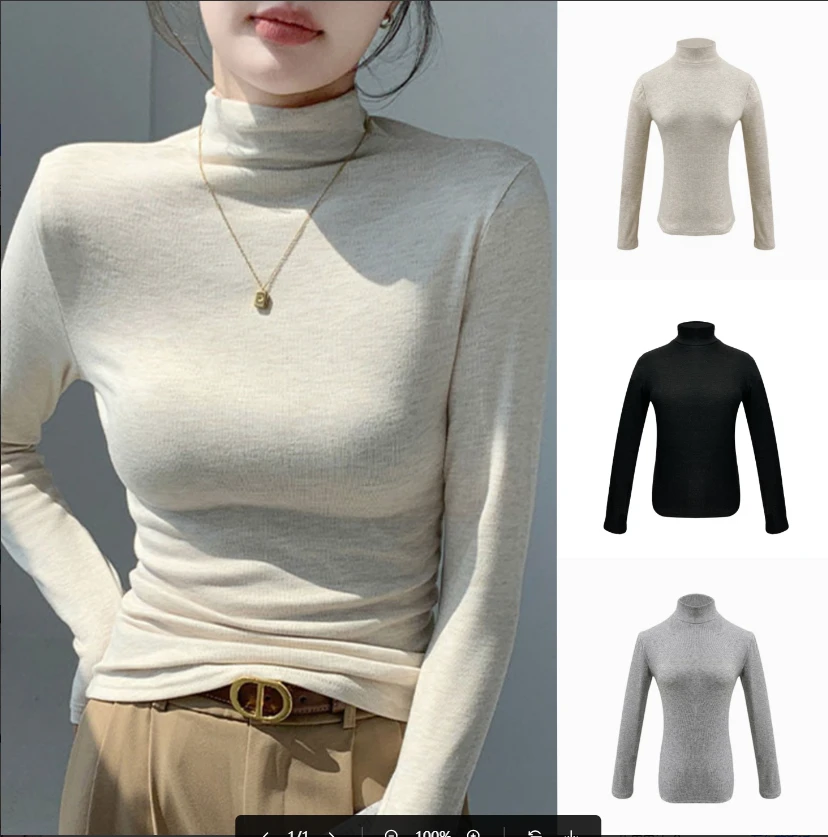 【即墨严选优品】重磅磨毛加厚280克半高领保暖打底衫女可外穿显瘦