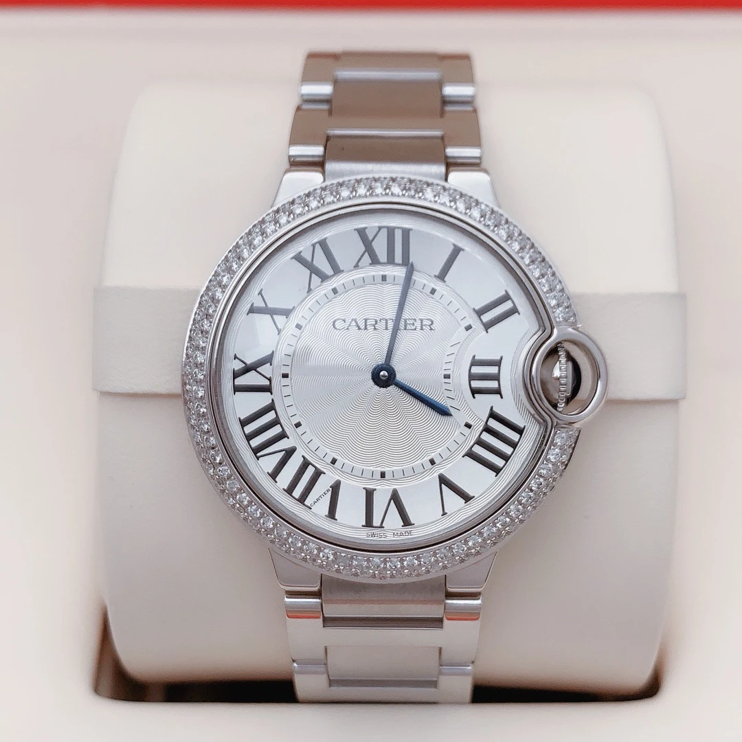 95新 Cartier/卡地亚 蓝气球W69011Z4/后镶钻/36mm中性石英机芯