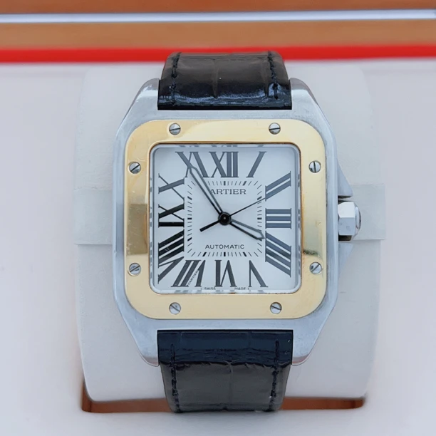 95新 Cartier/卡地亚 41×51mm大号山度士W20072X7间金机械男士