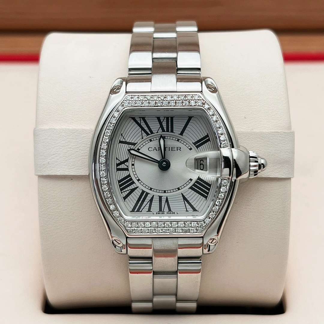 95新 Cartier/卡地亚 小号37mm跑车W62016V3后镶钻 石英 女表