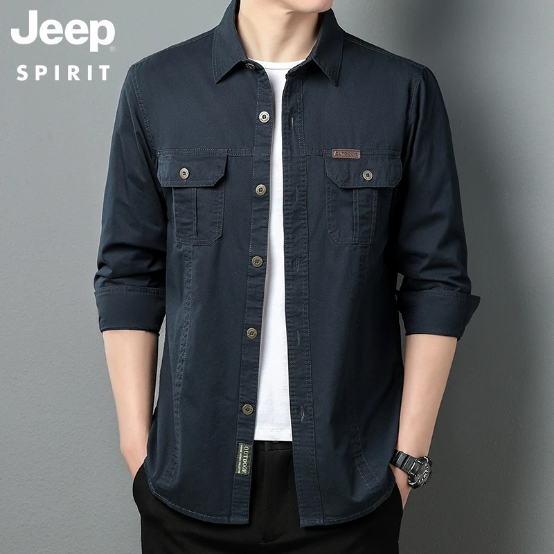 jeep吉普秋季男士长袖衬衫纯棉工装衬衣休闲外套2025爆款新款上衣