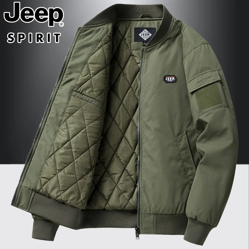 jeep吉普棉袄男士冬季新款棉服加厚飞行员棉衣工装夹克美式男外套