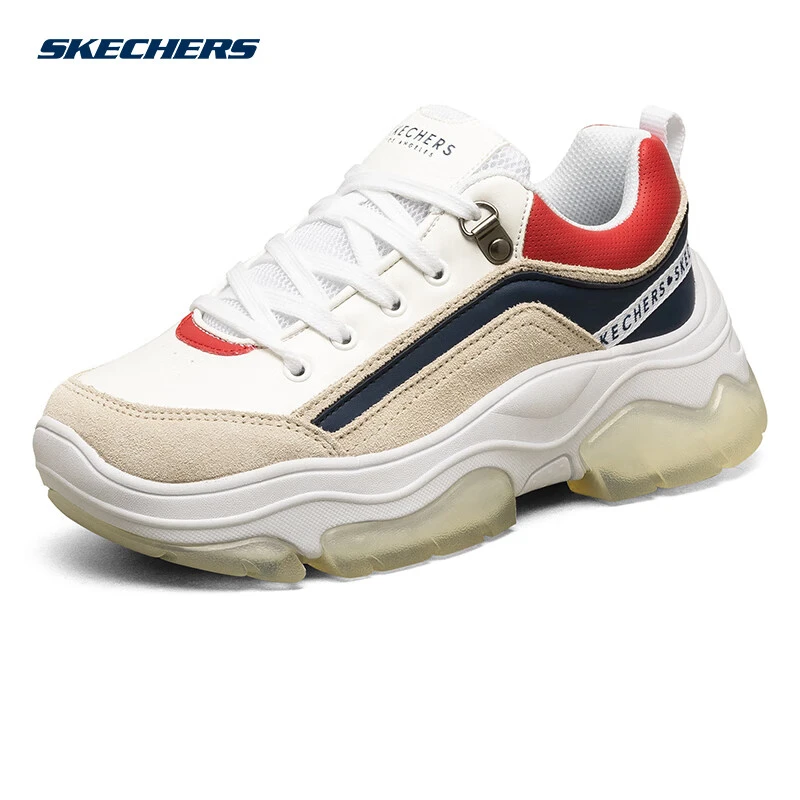 SKECHERS/斯凯奇复古厚底松糕老爹鞋时尚撞色运动休闲女鞋155051