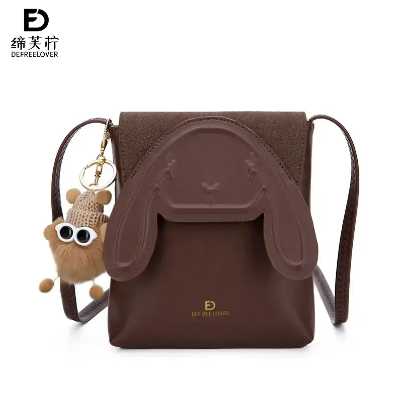 【DEFREELOVER缔芙柠】新款咖色兔子手机包【带挂件】DFN0020cc