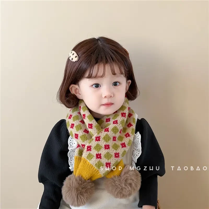 冬季围巾新年围脖韩版可爱萌趣可爱毛球保暖毛绒防尘