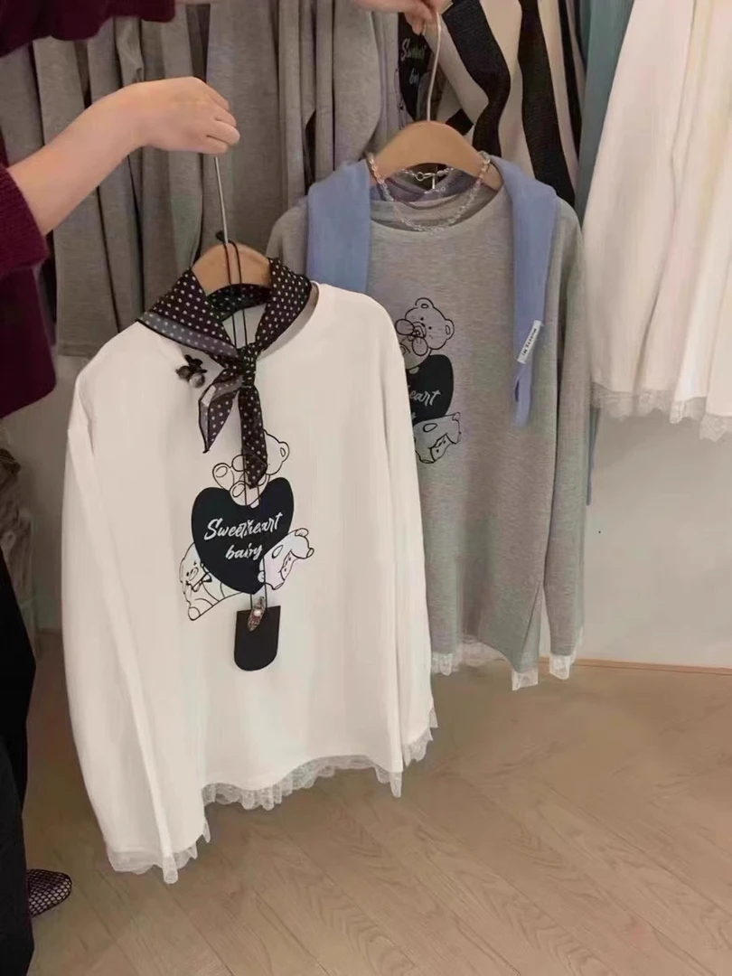 蕾丝拼接潮洋气T恤