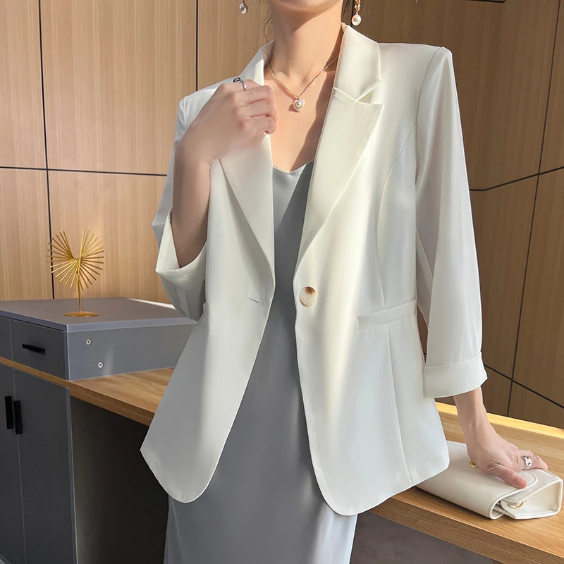 韩版小西装上衣休闲夏季白色