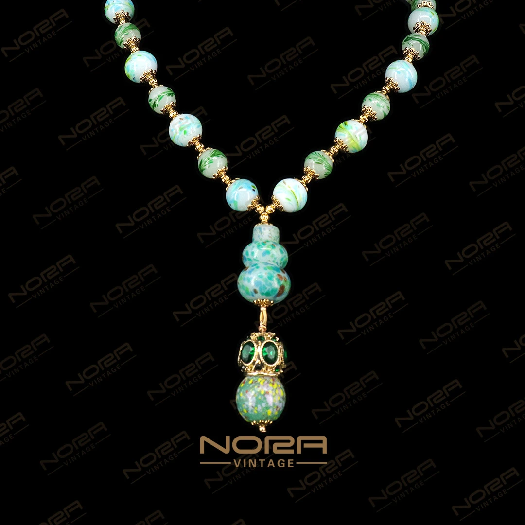 合金项链 【江南烟雨】高端定制福禄蓝绿色凤尾项链¤