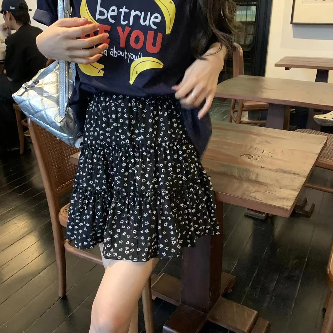 【年终清仓】夏日bi备 韩系清甜碎花花边百搭显瘦半身裙 5177