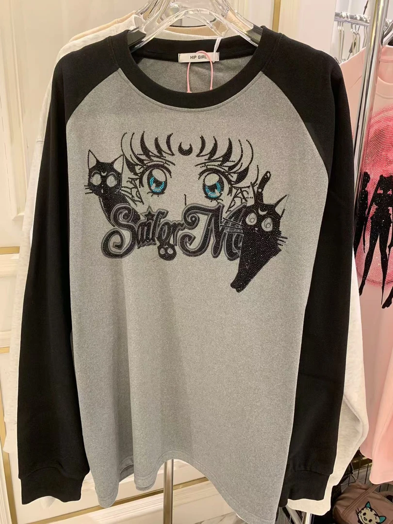 【0空】大版【290黑+灰拼色美少女】长袖潮休闲秋冬2025款爆款T恤圆领