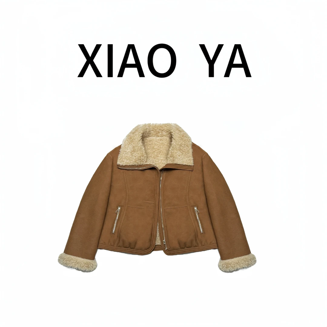 99102【皮毛】冬季新款皮毛一体大翻领时尚百搭短外套