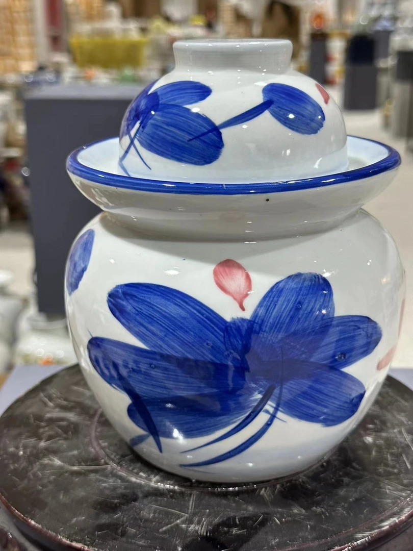 H5912荷花陶瓷泡菜坛3斤装