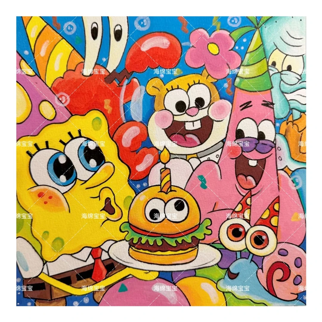 海绵宝宝 60×60大格四股线绣 39色【十字绣套件】印花清晰不跑格