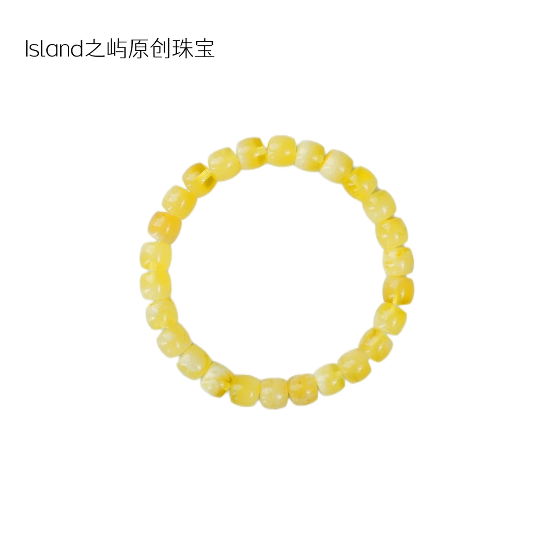 【之屿原创】浓白单圈蜜蜡金角蜜7.5m加质检带证书松石