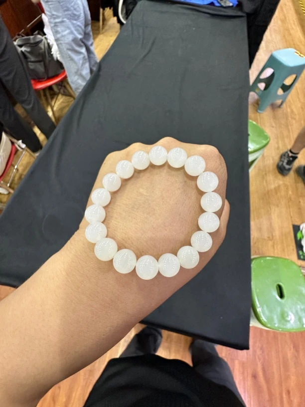 和田玉白玉手串尺寸10