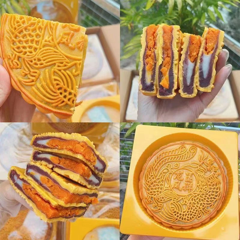 【到手2个】手工大月饼 紫薯芋泥麻薯福饼蛋黄月饼皮薄馅足新鲜现发