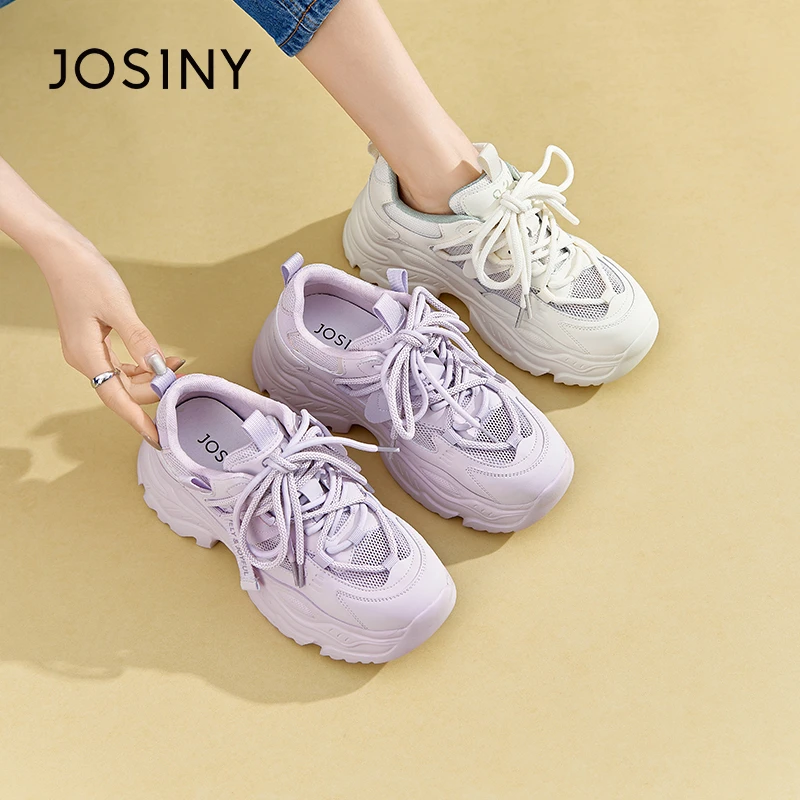 【城市机能】卓诗尼2024秋季透气时尚百搭春女系带运动厚底老爹鞋