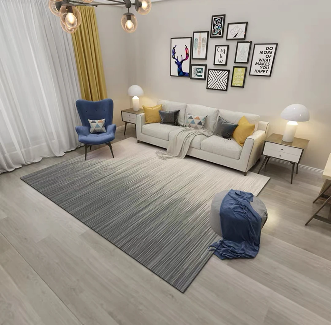 轻奢渐变灰客厅地毯茶几毯地垫茶几家用简约日式大面积纯色地垫