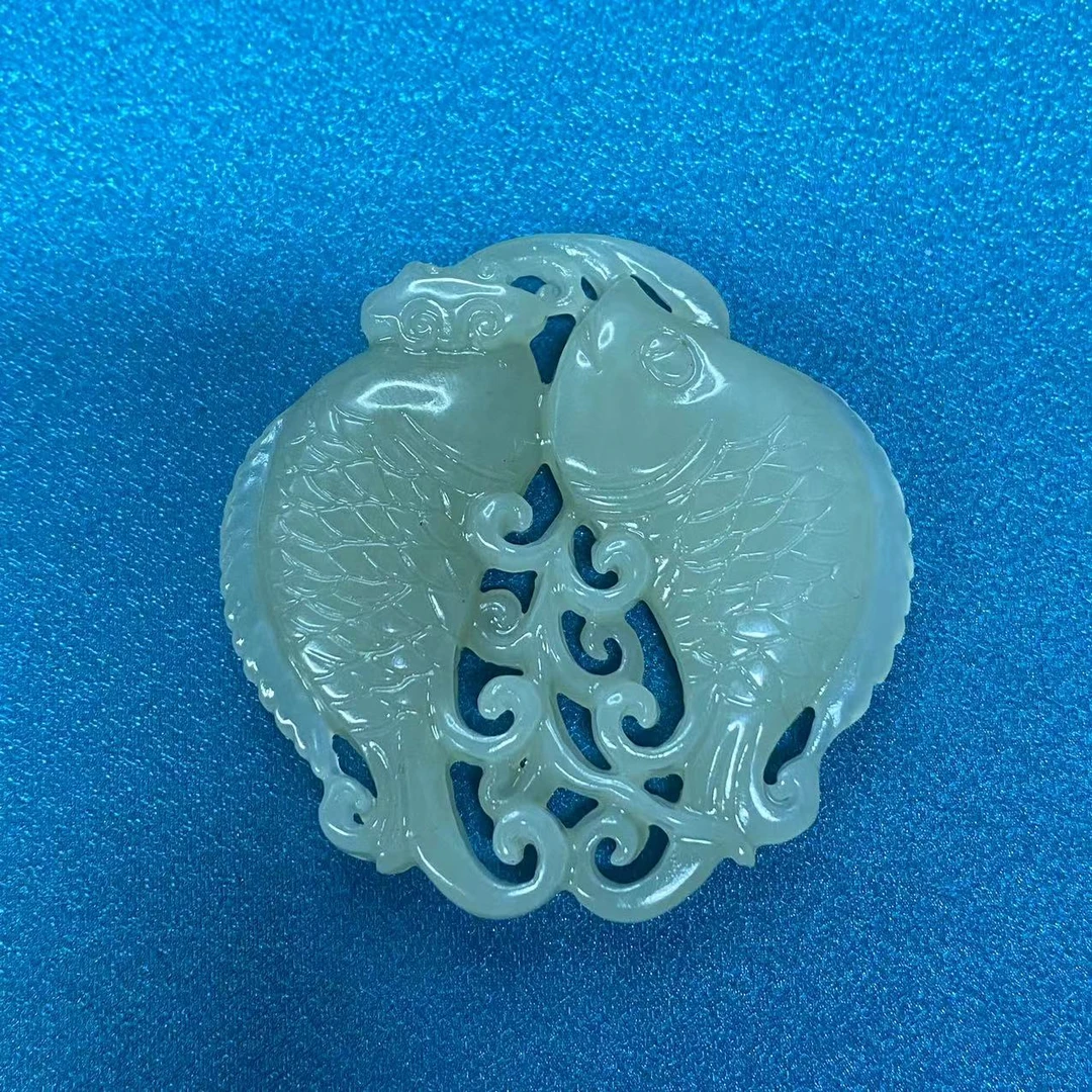 和田玉双鱼佩饰（多样性发货）、山东官方库出、231198#
