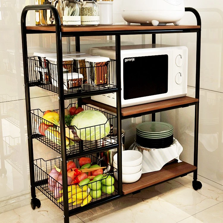 厨房置物架厨房用品收纳架落地式多层微波炉碗锅架调味料蔬菜储物