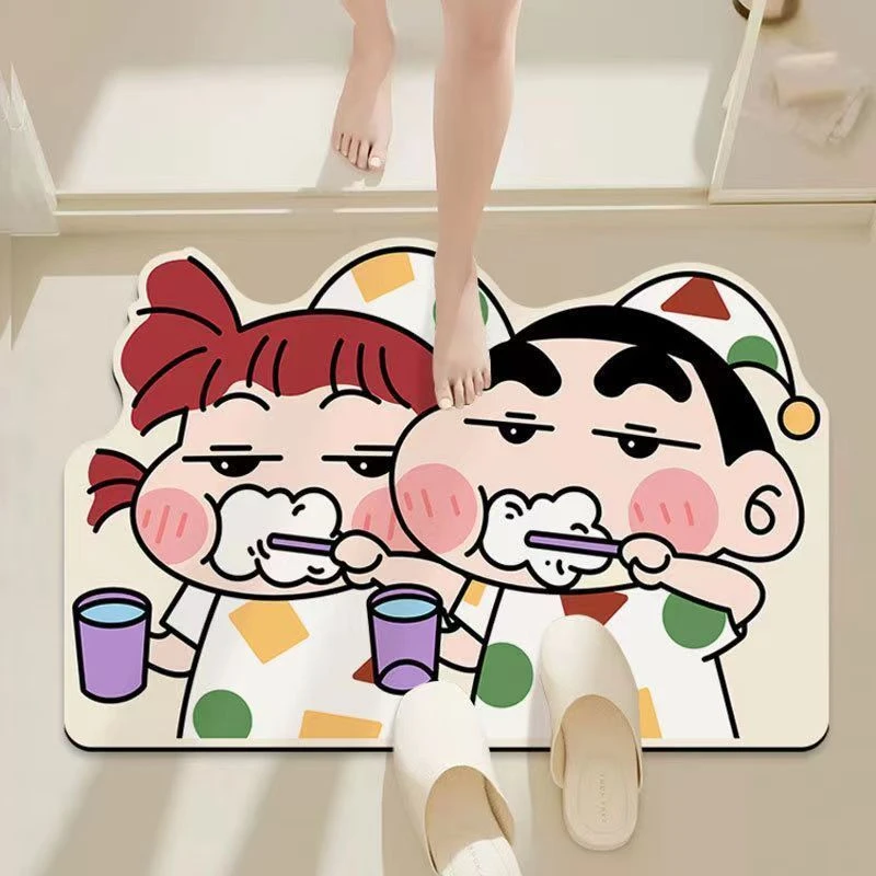 蜡笔小新软硅藻泥吸水速干地垫卫生间浴室防滑脚垫厨房进门口家用