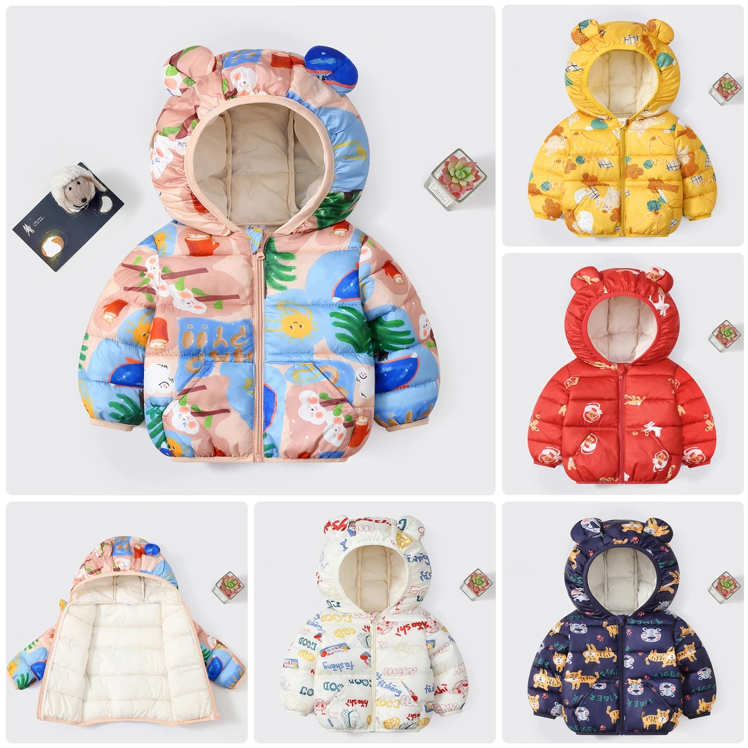 恬小狸秋冬儿童棉服轻薄款羽绒棉衣女童外套男童宝宝棉袄加厚上衣