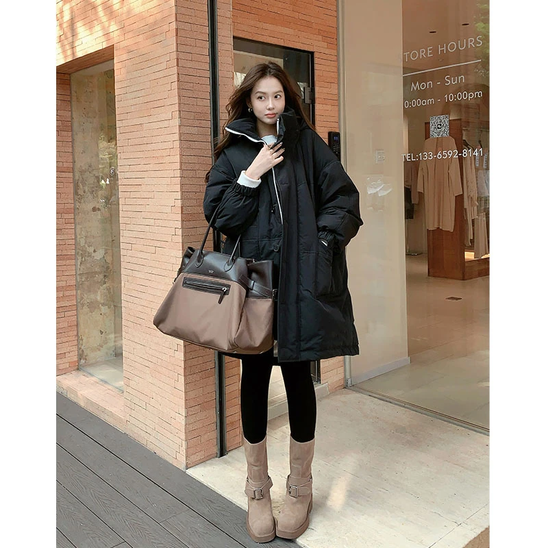 美洋MEIYANG 软壳鹅绒服 150+黑科技四防_可拆卸连帽中长款羽绒服