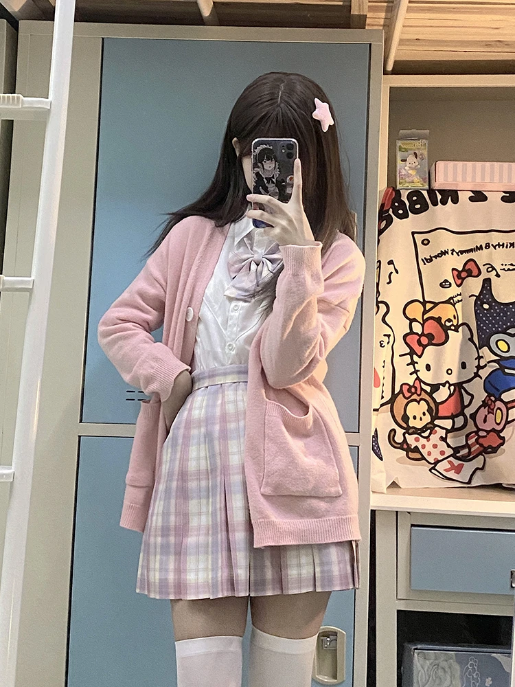 兔半眠原创正版情人节粉色短裙半身裙全套JK格裙制服套装39cm