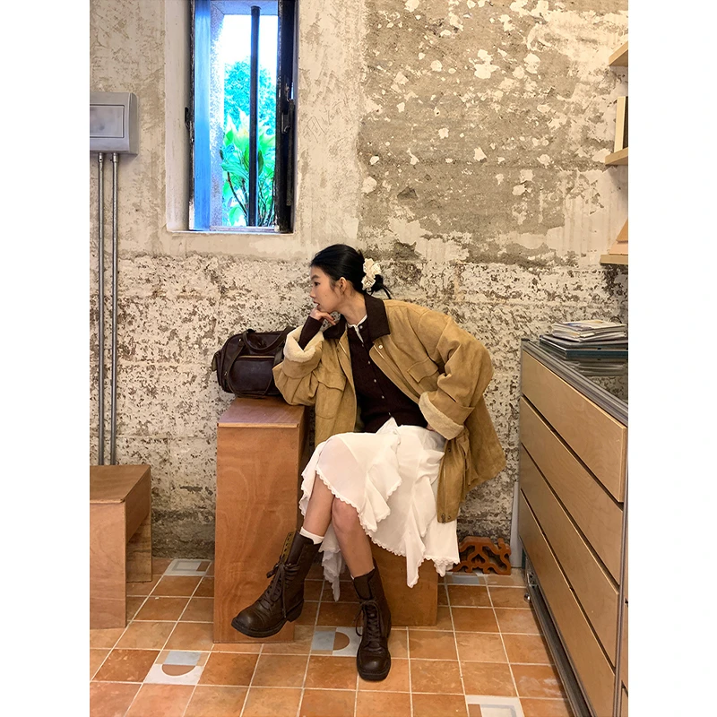 【广岛之恋半身裙】早春款小众荷叶不规则蕾丝花边半身裙251N0508#