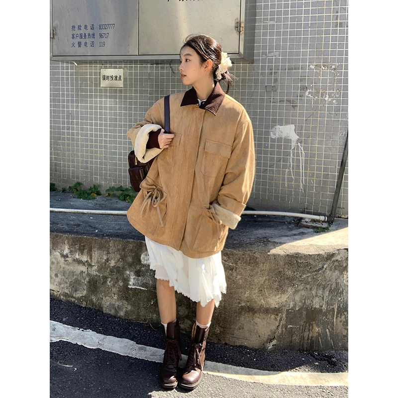 【广岛之恋外套】冬季复古拼接设计感蝴蝶结宽松BD短外套244Y3826#