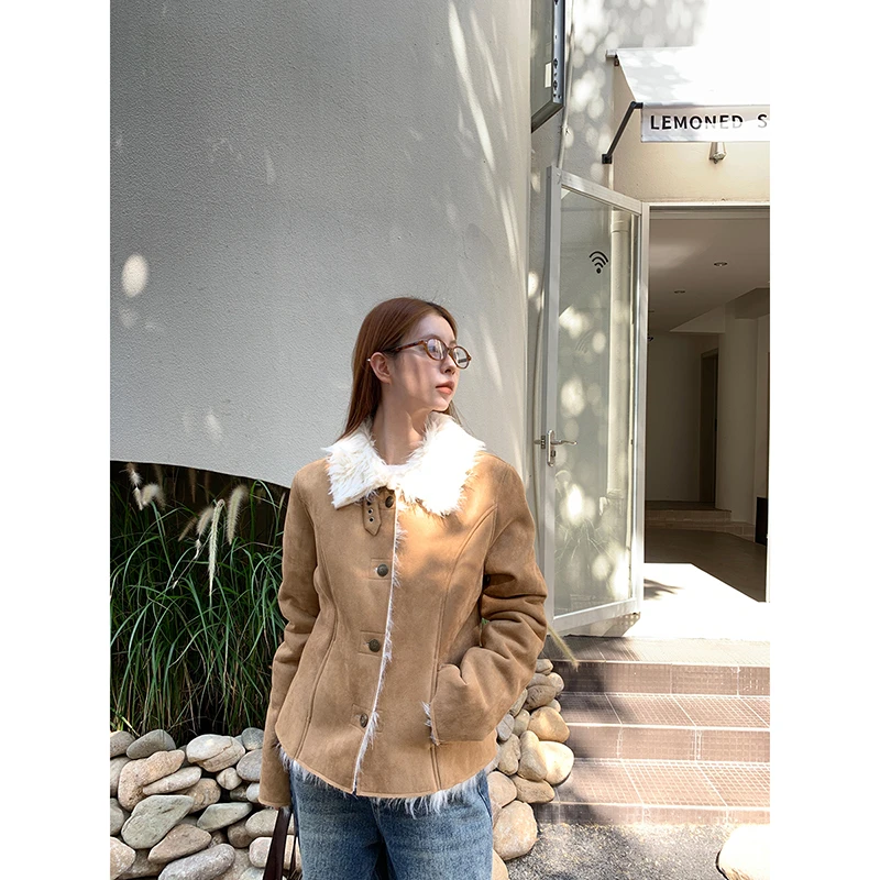 【晰雨清仓】冬季翻领短外套气质百搭时尚复古加厚呢大衣244F3702